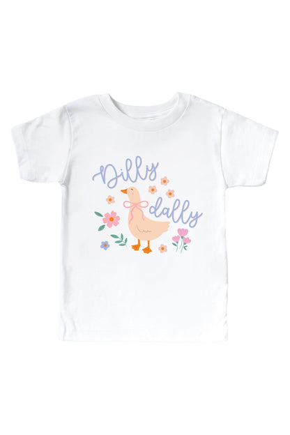 Dilly Dally Graphic Bodysuit & Kids Tee | White