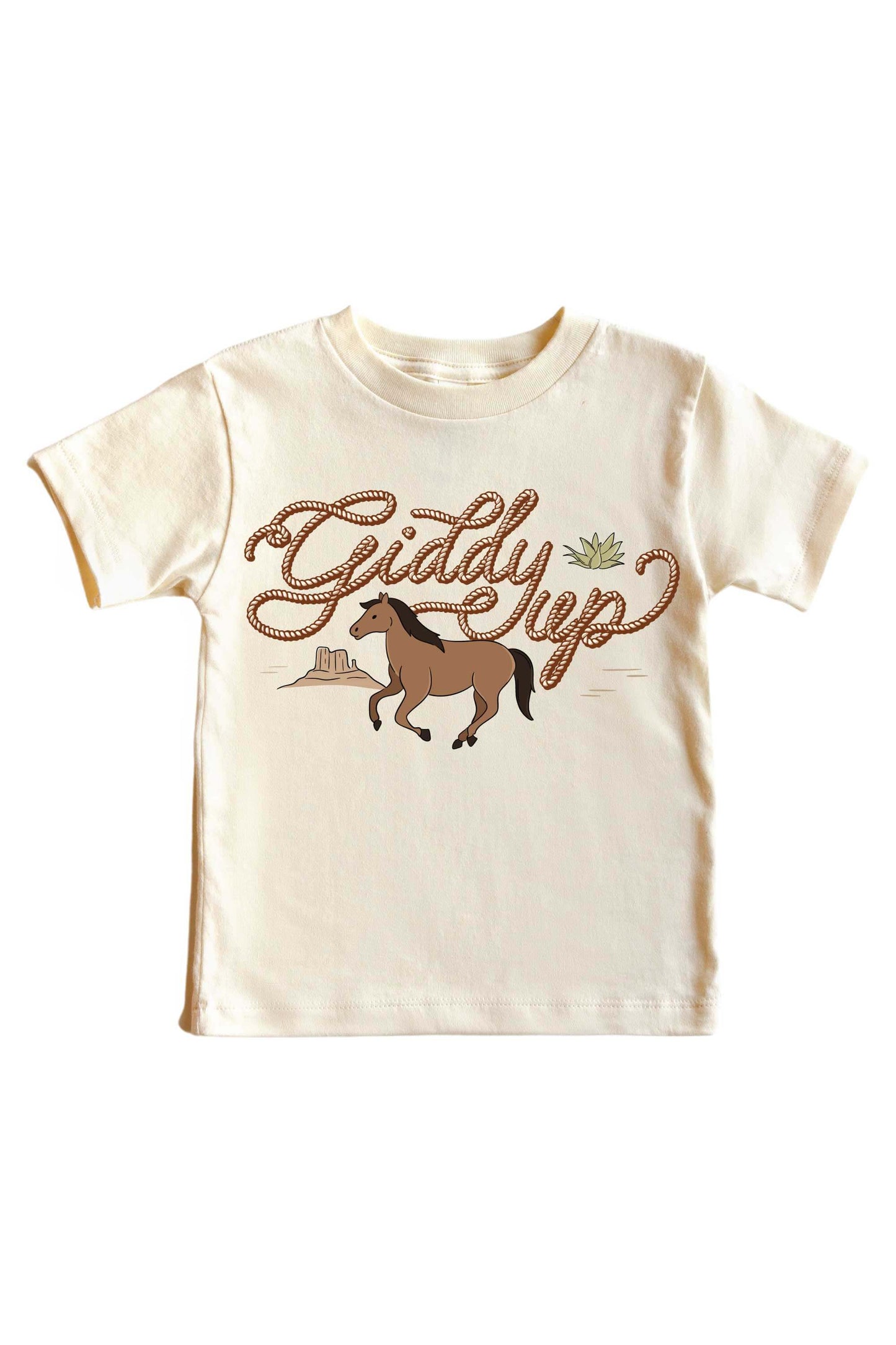 Giddy Up Neutral Graphic Bodysuit & Kids Tee | Natural