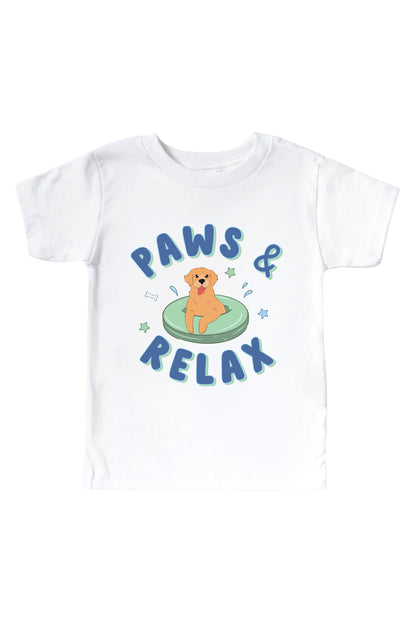 Paws & Relax Blue Graphic Bodysuit & Kids Tee | White