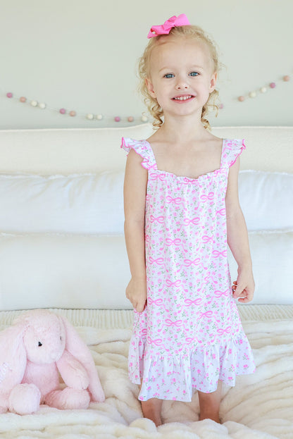 Girls' Full Length Ruffle Nightgown | Dreamy Bows