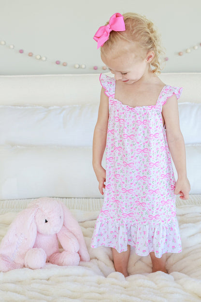 Girls' Full Length Ruffle Nightgown | Dreamy Bows