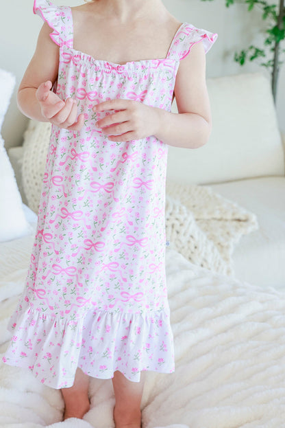 Girls' Full Length Ruffle Nightgown | Dreamy Bows