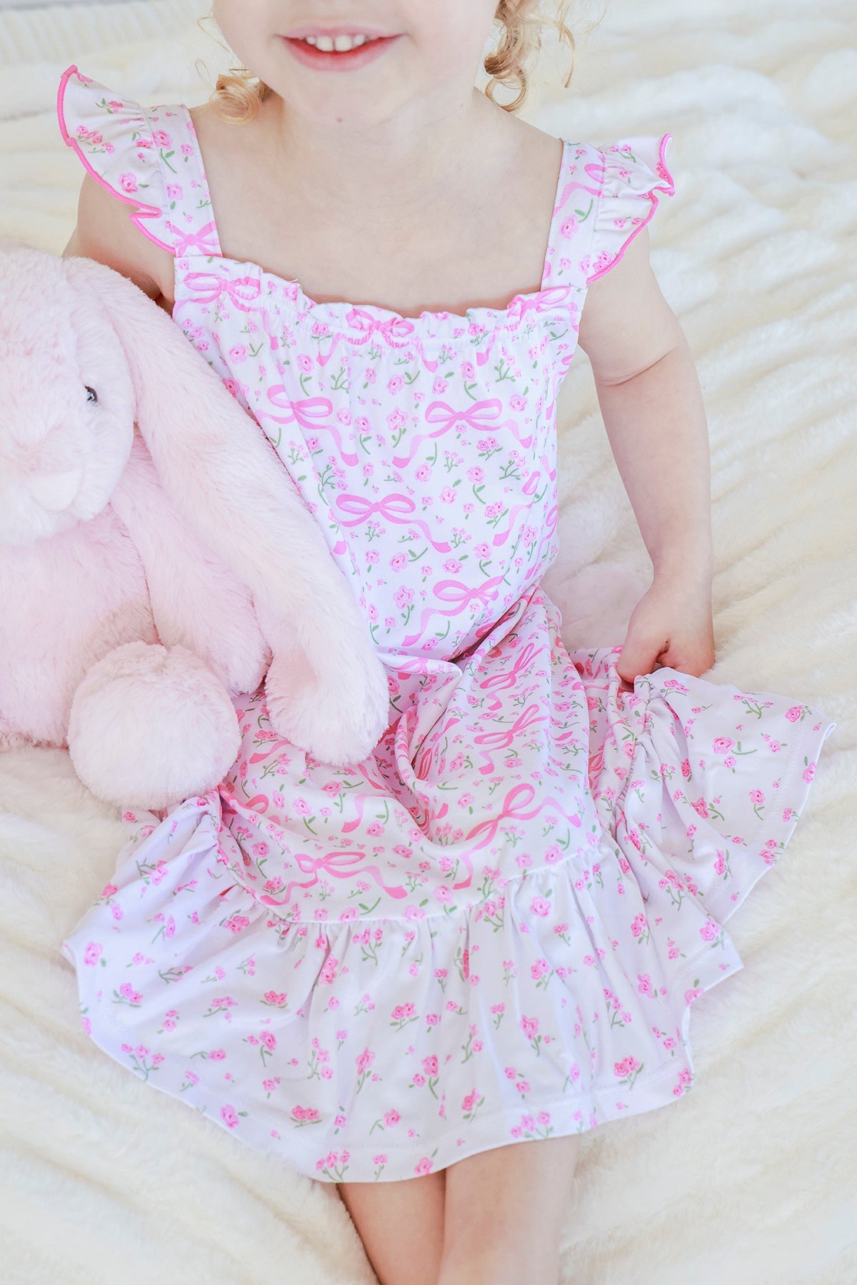 Girls' Full Length Ruffle Nightgown | Dreamy Bows
