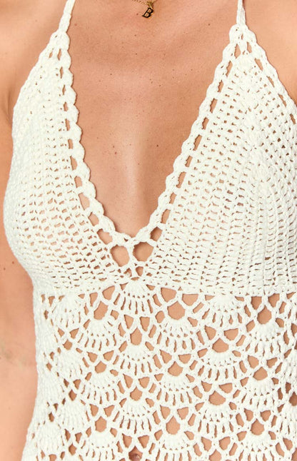 Tink White Crochet Maxi Dress