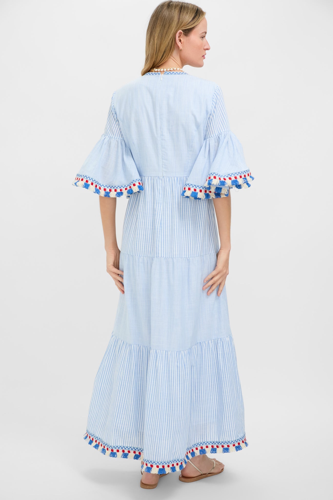 Chambray Stripe Fringe Ginger Dress