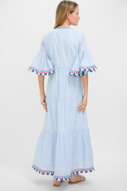 Chambray Stripe Fringe Ginger Dress