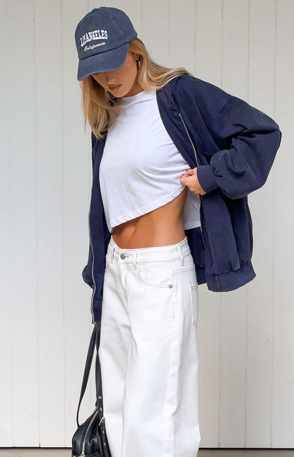 Tate Washed Navy Oversized Hooded Jacket