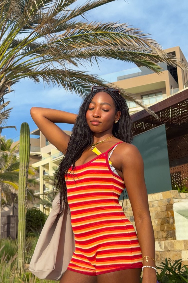 Tatum Orange Stripe Knit Playsuit