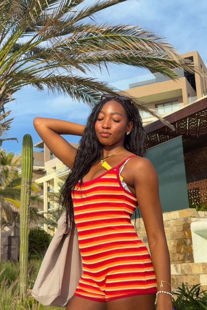 Tatum Orange Stripe Knit Playsuit