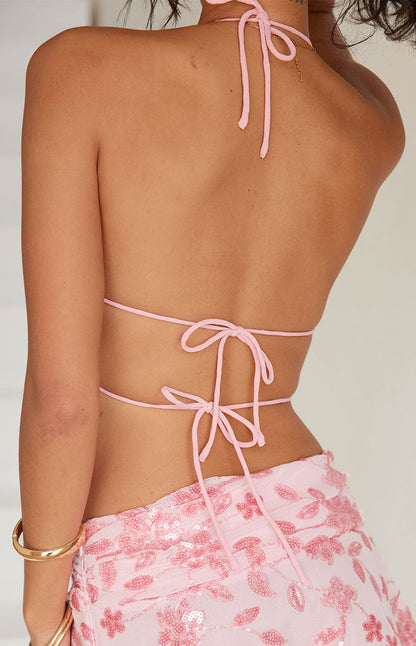 Tay Pink Sequin Halter Top