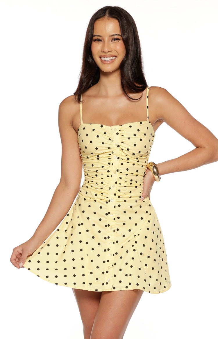 Teo Yellow Polka Dot Mini Dress