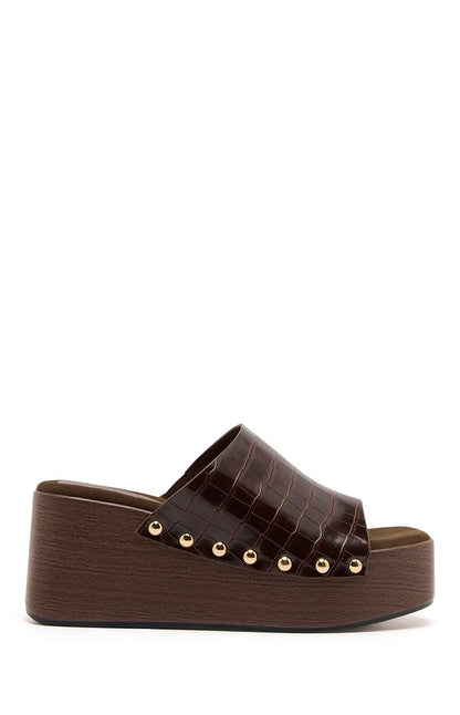 Therapy Imani Chocolate PU Croc Wedge