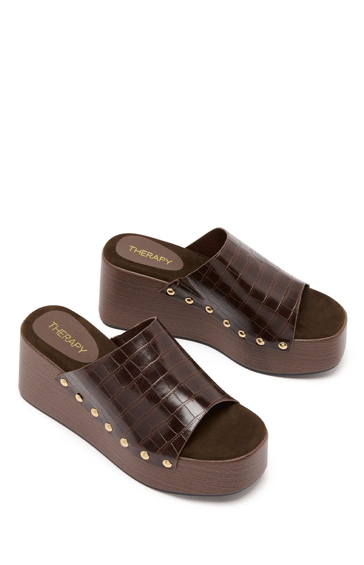 Therapy Imani Chocolate PU Croc Wedge