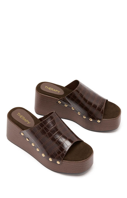 Therapy Imani Chocolate PU Croc Wedge