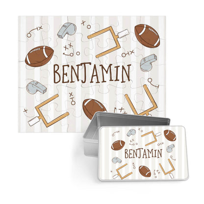 Kids Personalized 30 Piece Puzzle | Tiny Touchdowns Neutral