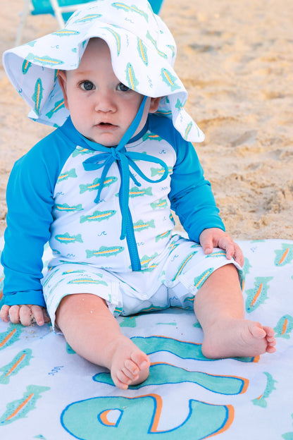Long Sleeve Rash Guard Swim Romper Shortie | Tiny Trout