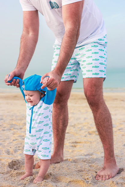 Long Sleeve Rash Guard Swim Romper Shortie | Tiny Trout