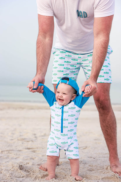 Long Sleeve Rash Guard Swim Romper Shortie | Tiny Trout
