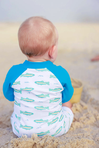 Long Sleeve Rash Guard Swim Romper Shortie | Tiny Trout