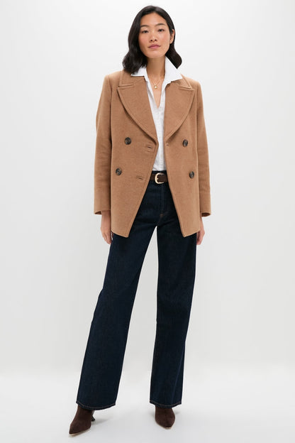 Camel Indie Military Wool Peacoat