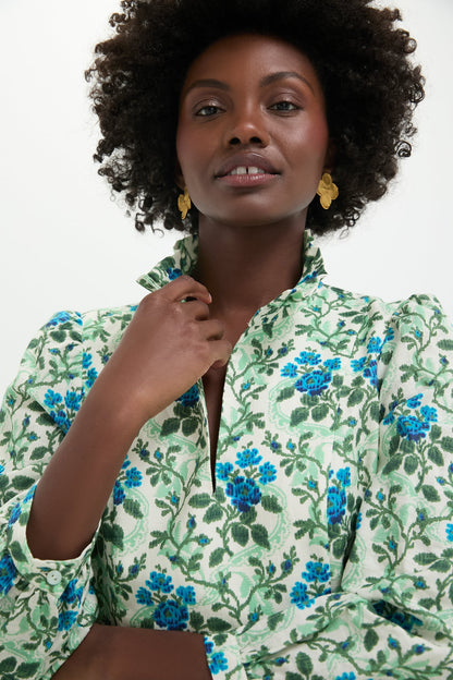 Cerulean Vine Cotton Linen Palmerston Dress