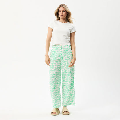 AFENDS Womens Swan Sienna - Wide Leg Pant - Lime Green