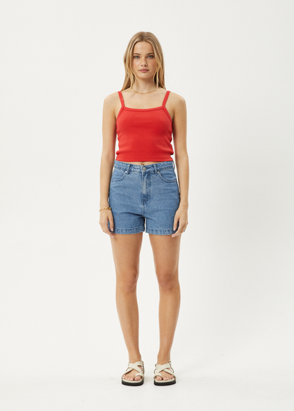 AFENDS Womens Taylor - Rib Singlet - Tomato