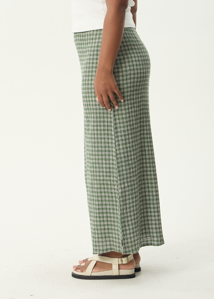 AFENDS Womens Lita - Seersucker Maxi Skirt - Base Deep Green Check