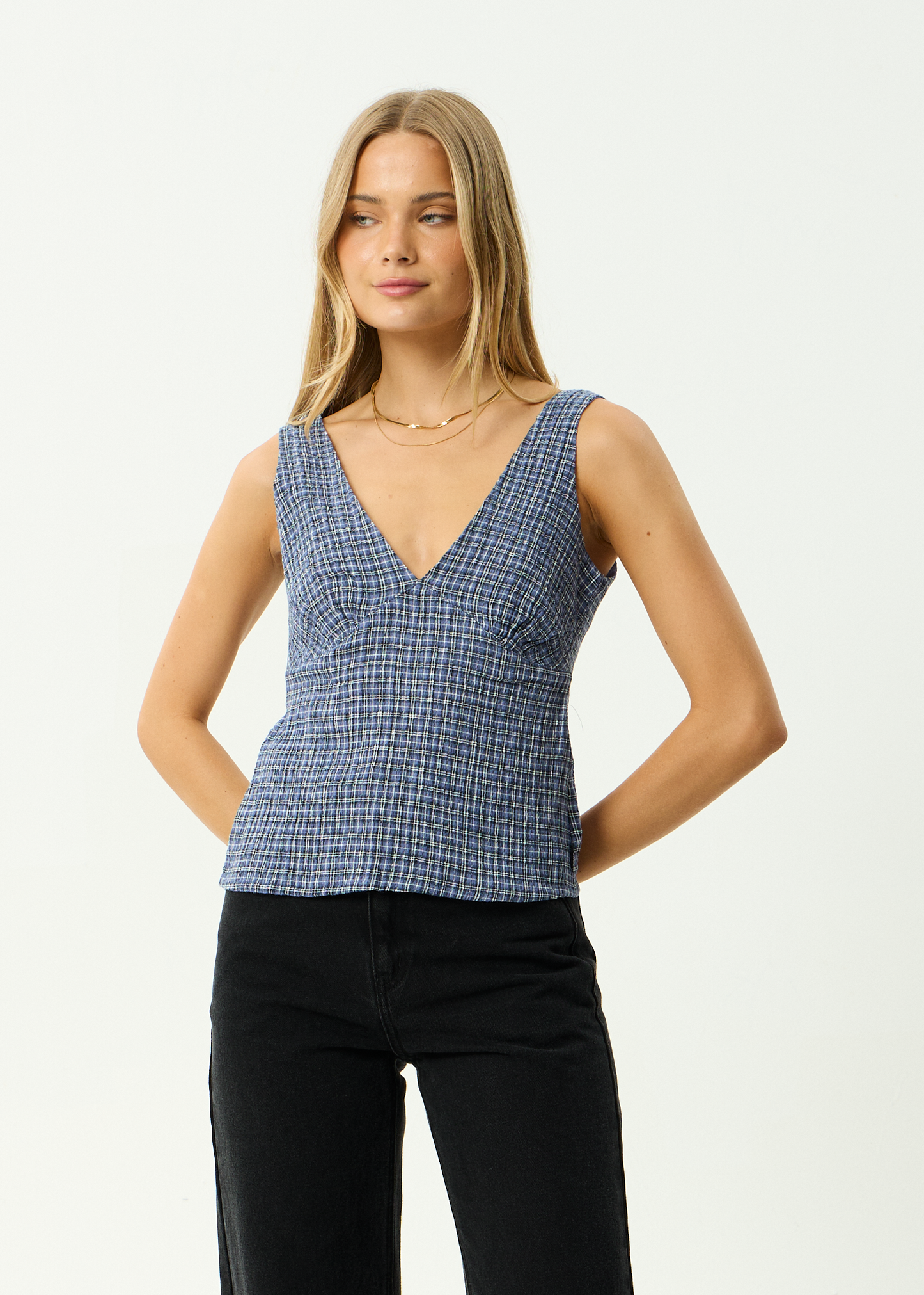 AFENDS Womens Giselle - Seersucker Top - Marlin