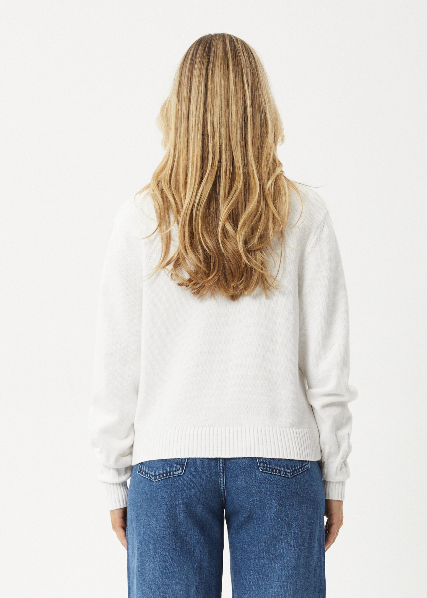 AFENDS Womens Inferno - Knit Crew Neck Jumper - White