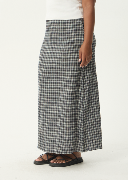 AFENDS Womens Lita - Seersucker Maxi Skirt - Asta Steel Check