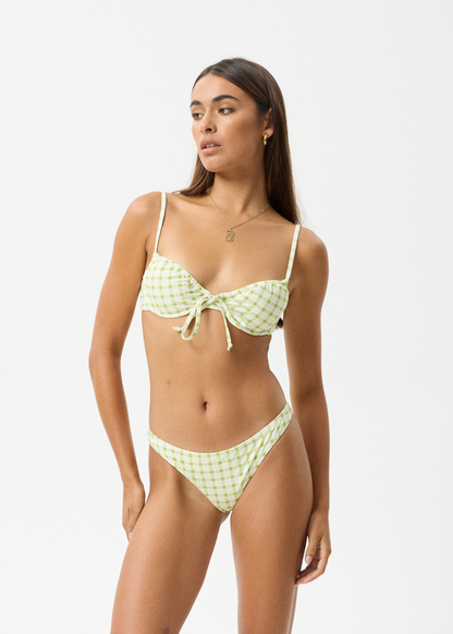 AFENDS Womens Darcy - Check Bikini Top - Lemongrass Check