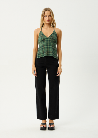AFENDS Womens Lonnie - Seersucker Strappy Top - Hunter Green