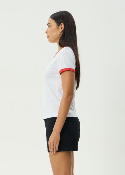 AFENDS Womens Abiza - Ringer Tee - White