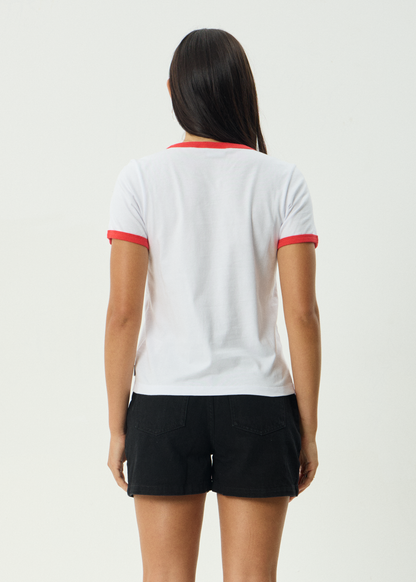 AFENDS Womens Abiza - Ringer Tee - White