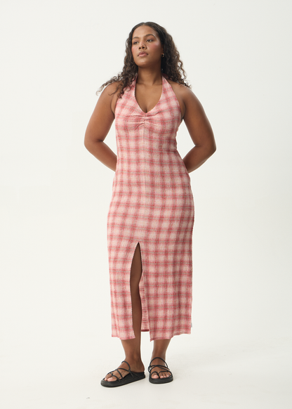 AFENDS Womens Andy - Seersucker Maxi Dress - Red Check