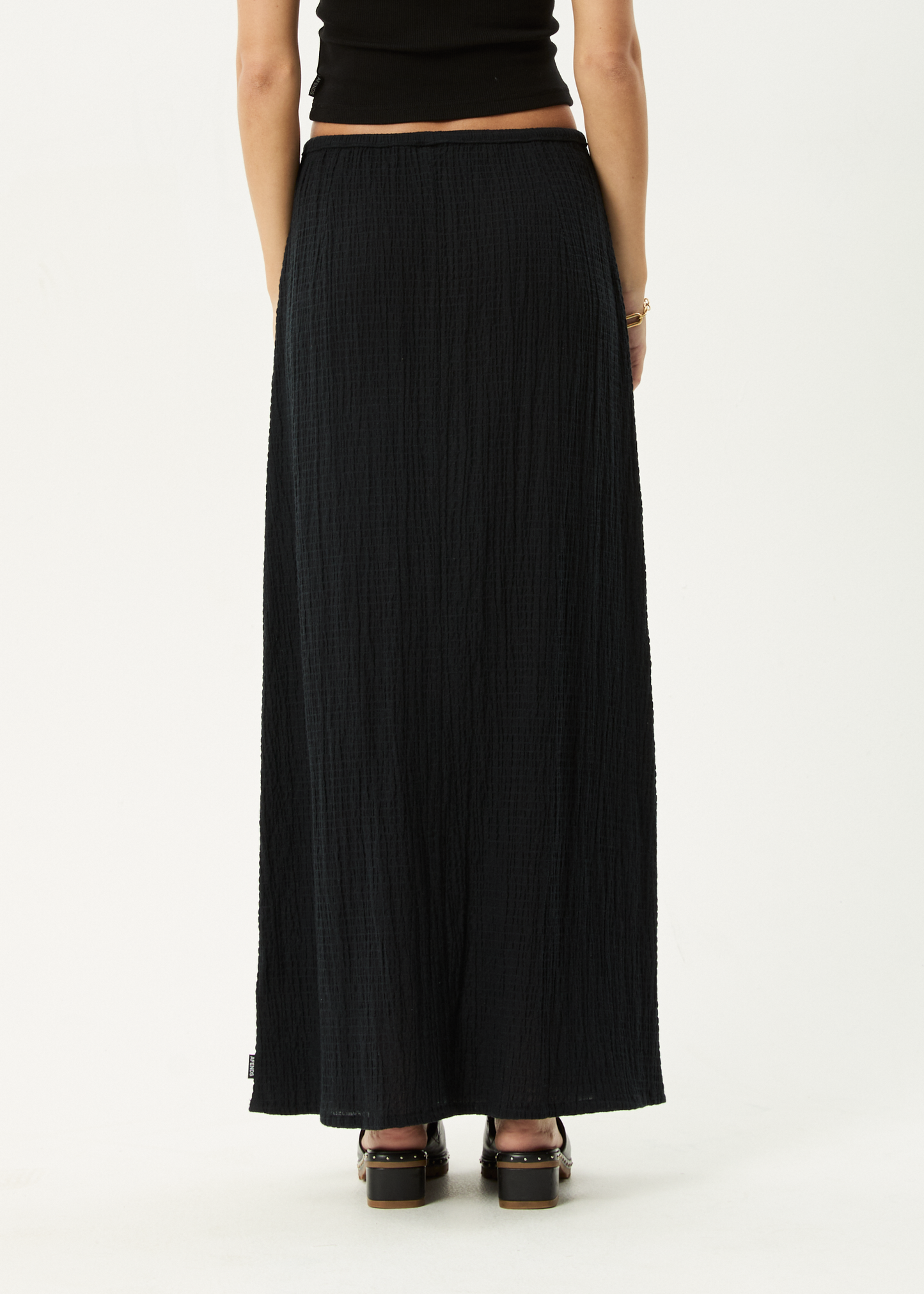 AFENDS Womens Frida - Seersucker Maxi Skirt - Black
