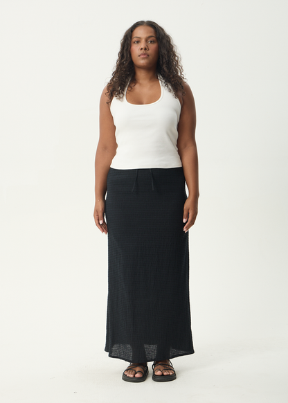 AFENDS Womens Frida - Seersucker Maxi Skirt - Black