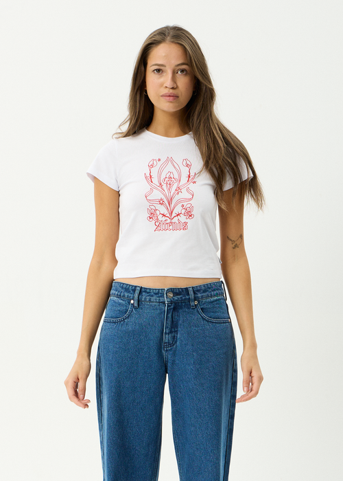 AFENDS Womens Good Nature - Baby Tee - White