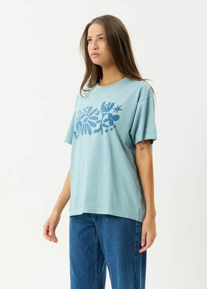 AFENDS Womens Garden Variety - Oversized Tee - Overcast