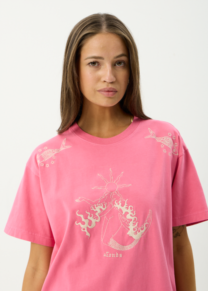 AFENDS Womens Sea Siren - Oversized Tee - Washed Raspberry