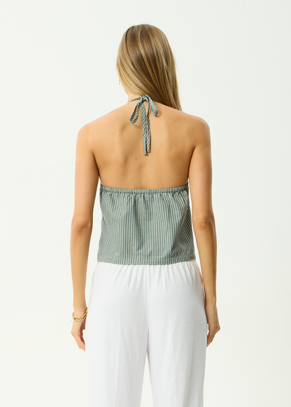 AFENDS Womens Pinned - Halter Top - Sycamore Stripe