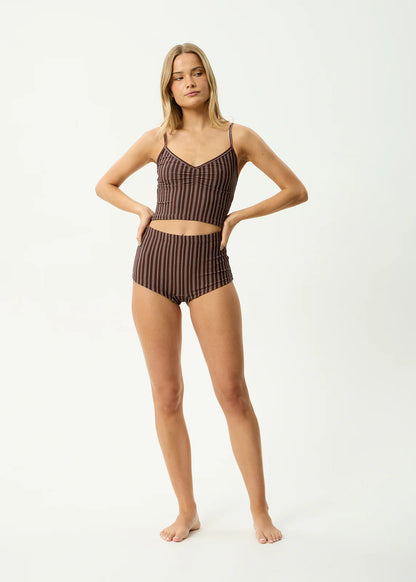 AFENDS Womens Ledger - Bikini Bottom - Coffee Stripe