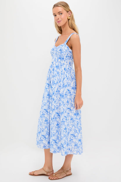 Blue Watercolor Annette Midi Dress