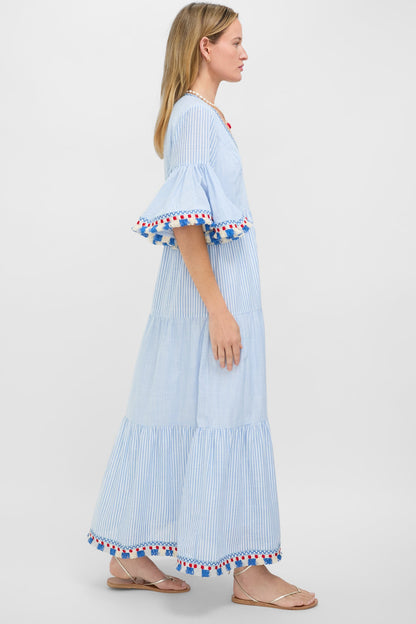 Chambray Stripe Fringe Ginger Dress