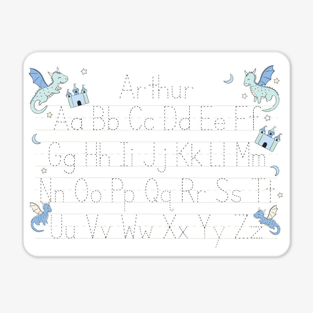 Kids Personalized Whiteboard | Dragon Adventure Blue