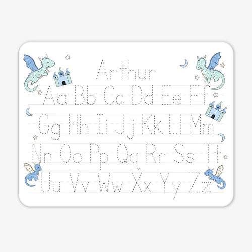 Kids Personalized Whiteboard | Dragon Adventure Blue