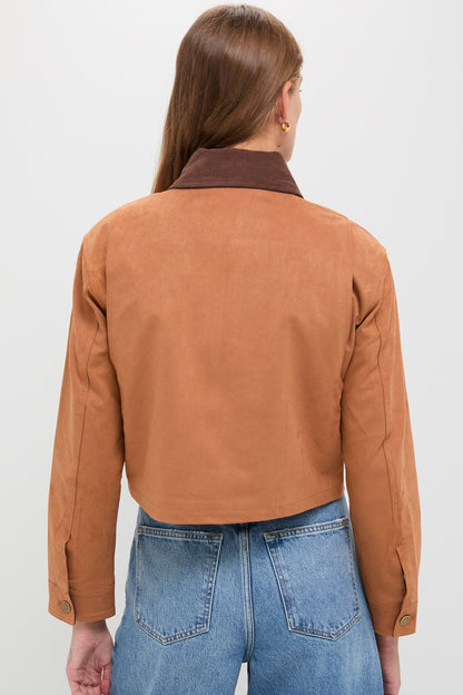 Camel Theo Suede Zip Up Chore Jacket