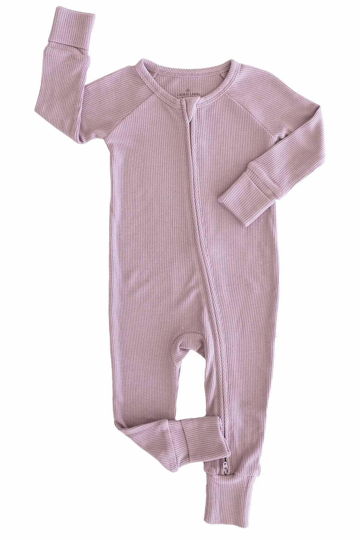 Embroidered Bamboo Waffle Convertible Zip Romper | Amethyst