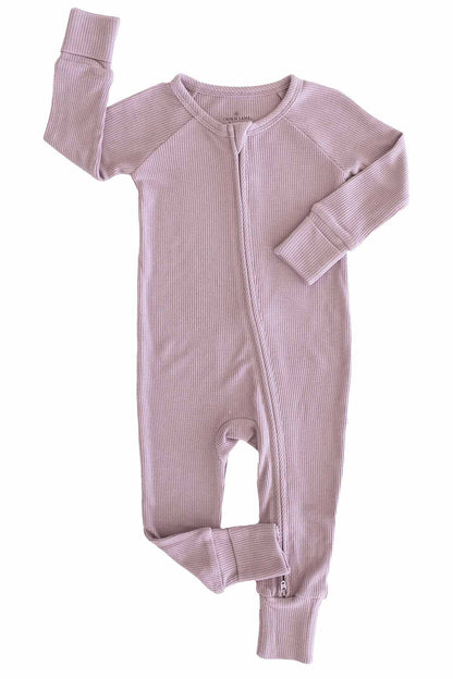 Embroidered Bamboo Waffle Convertible Zip Romper | Amethyst
